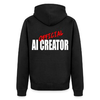 Offizielles AI Creator Grafikdesign - Unisex Premium Bio Zip Hoodie - Schwarz - Hinten - Nico (187cm)