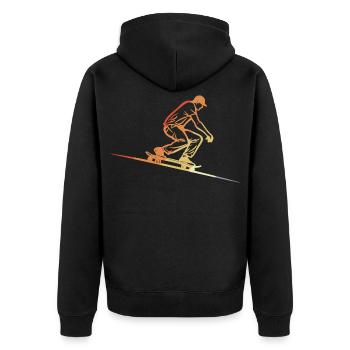 Skateboarding Retro Stil - Unisex Premium Bio Zip Hoodie - Schwarz - Hinten - Nico (187cm)