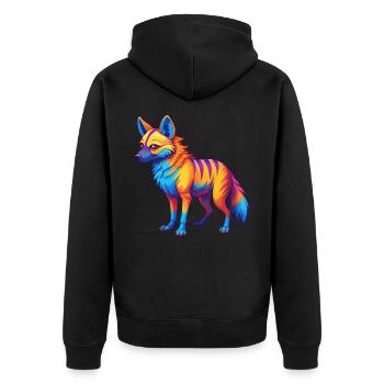 Aardwolf coloré Kawaii Dessin animé Personnage Clipart - Veste à capuche bio Premium Unisexe - noir - Dos - Nico (187cm)