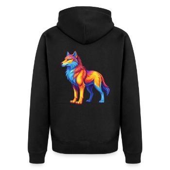 Loup Arctique Personnage De Dessin Animé Kawaii Coloré - Veste à capuche bio Premium Unisexe - noir - Dos - Nico (187cm)