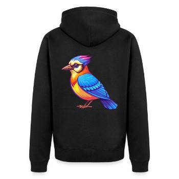 Blue Jay Bunte Kawaii Cartoon Figur Clipart - Unisex Premium Bio Zip Hoodie - Schwarz - Hinten - Nico (187cm)
