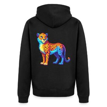 Cheetah Colorful Kawaii Cartoon Character Clipart - Unisex Premium Organic Zip Hoodie - black - Back - Nico (187cm)