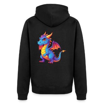 Drache Bunte Kawaii Cartoon Figur Clipart - Unisex Premium Bio Zip Hoodie - Schwarz - Hinten - Nico (187cm)