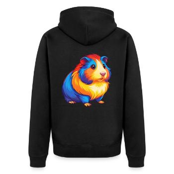 Cochon d’Inde Coloré Kawaii Dessin animé Personnage Animal de compagnie - Veste à capuche bio Premium Unisexe - noir - Dos - Nico (187cm)