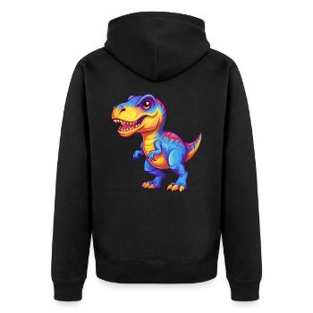 dinosaure coloré kawaii personnage de dessin animé clipart - Veste à capuche bio Premium Unisexe - noir - Dos - Nico (187cm)