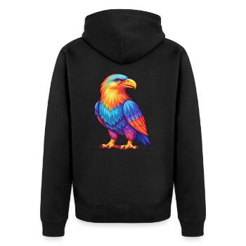 Eagle Colorful Kawaii Cartoon Character Clipart - Unisex Premium Organic Zip Hoodie - black - Back - Nico (187cm)