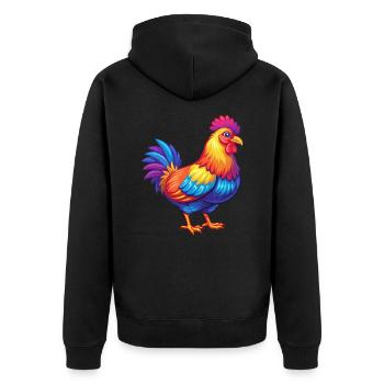 Poule coloré Kawaii dessin animé Personnage Clipart - Veste à capuche bio Premium Unisexe - noir - Dos - Nico (187cm)