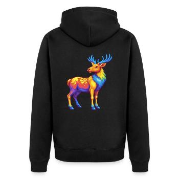 Elch Bunte Kawaii Cartoon Figur Clipart - Unisex Premium Bio Zip Hoodie - Schwarz - Hinten - Nico (187cm)