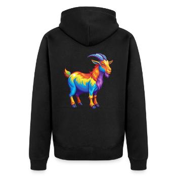 Chèvre coloré Kawaii Dessin animé Personnage Clipart - Veste à capuche bio Premium Unisexe - noir - Dos - Nico (187cm)