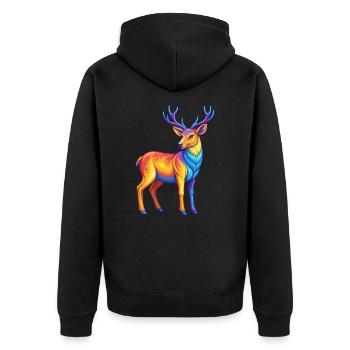 Hirsch Bunte Kawaii Cartoon Charakter Clipart - Unisex Premium Bio Zip Hoodie - Schwarz - Hinten - Nico (187cm)