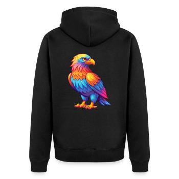Adler Bunte Kawaii Cartoon Figur Clipart - Unisex Premium Bio Zip Hoodie - Schwarz - Hinten - Nico (187cm)
