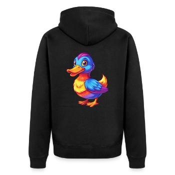 Ente Bunte Kawaii Cartoon Figur Clipart - Unisex Premium Bio Zip Hoodie - Schwarz - Hinten - Nico (187cm)