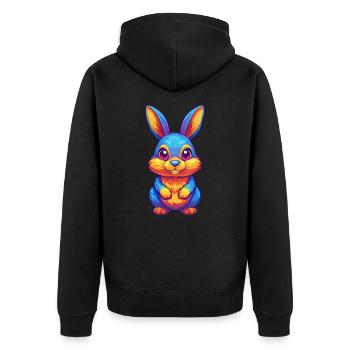 Hase Bunte Kawaii Cartoon Figur Clipart - Unisex Premium Bio Zip Hoodie - Schwarz - Hinten - Nico (187cm)