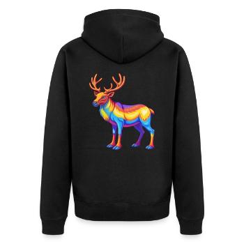 Karibu Bunte Kawaii Cartoon Figur Clipart - Unisex Premium Bio Zip Hoodie - Schwarz - Hinten - Nico (187cm)