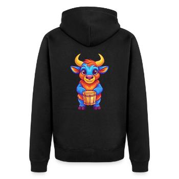 Bongo Bunte Kawaii Cartoon Figur Clipart - Unisex Premium Bio Zip Hoodie - Schwarz - Hinten - Nico (187cm)