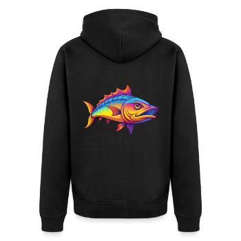 Barracuda Coloré Kawaii Dessin Animé Personnage Animal - Veste à capuche bio Premium Unisexe - noir - Dos - Nico (187cm)