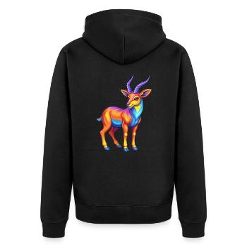Antilope Bunte Kawaii Cartoon Figur Clipart - Unisex Premium Bio Zip Hoodie - Schwarz - Hinten - Nico (187cm)