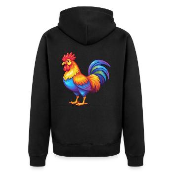 Hahn Bunte Kawaii Cartoon Figur Clipart - Unisex Premium Bio Zip Hoodie - Schwarz - Hinten - Nico (187cm)