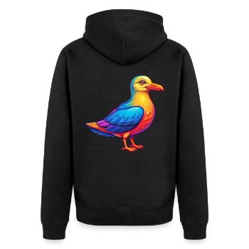 Möwe Bunte Kawaii Cartoon Charakter Clipart - Unisex Premium Bio Zip Hoodie - Schwarz - Hinten - Nico (187cm)