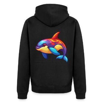 Orca Bunte Kawaii Cartoon Figur Clipart - Unisex Premium Bio Zip Hoodie - Schwarz - Hinten - Nico (187cm)