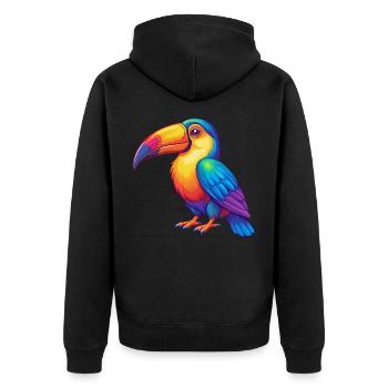 Toucan Colorful Kawaii Cartoon Character Clipart - Unisex Premium Organic Zip Hoodie - black - Back - Nico (187cm)