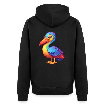 Storch Bunte Kawaii Cartoon Figur Clipart - Unisex Premium Bio Zip Hoodie - Schwarz - Hinten - Nico (187cm)