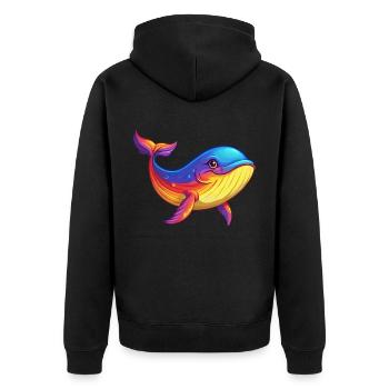 Wal Bunte Kawaii Cartoon Figur Clipart - Unisex Premium Bio Zip Hoodie - Schwarz - Hinten - Nico (187cm)