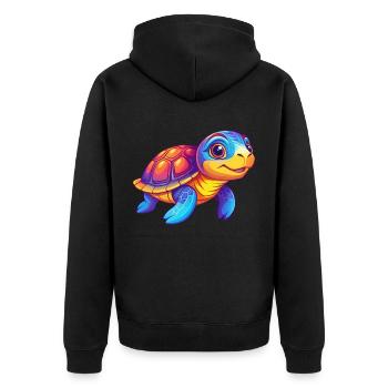 Turtle Colorful Kawaii Cartoon Character Clipart - Unisex Premium Organic Zip Hoodie - black - Back - Nico (187cm)