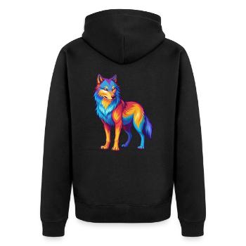 Wolf Colorful Kawaii Cartoon Character Clipart - Unisex Premium Organic Zip Hoodie - black - Back - Nico (187cm)