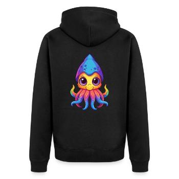 Squid Colorful Kawaii Cartoon Character Clipart - Unisex Premium Organic Zip Hoodie - black - Back - Nico (187cm)