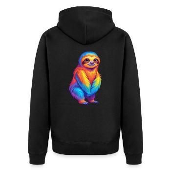 Faultier Bunte Kawaii Cartoon Figur Clipart - Unisex Premium Bio Zip Hoodie - Schwarz - Hinten - Nico (187cm)