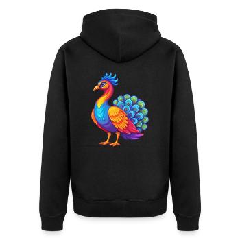 Peacock Colorful Kawaii Cartoon Character Clipart - Unisex Premium Organic Zip Hoodie - black - Back - Nico (187cm)