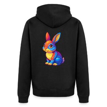 Rabbit Colorful Kawaii Cartoon Character Clipart - Unisex Premium Organic Zip Hoodie - black - Back - Nico (187cm)