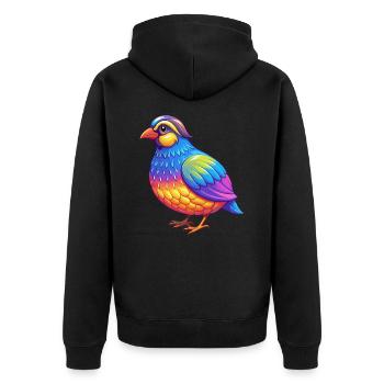 perdrix coloré Kawaii dessin animé personnage animal - Veste à capuche bio Premium Unisexe - noir - Dos - Nico (187cm)