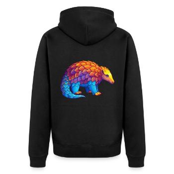 Pangolin coloré Kawaii Dessin animé Personnage Clipart - Veste à capuche bio Premium Unisexe - noir - Dos - Nico (187cm)