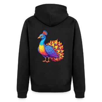 Peacock Colorful Kawaii Cartoon Character Clipart - Unisex Premium Organic Zip Hoodie - black - Back - Nico (187cm)