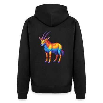 Oryx Bunte Kawaii Cartoon Charakter Clipart - Unisex Premium Bio Zip Hoodie - Schwarz - Hinten - Nico (187cm)