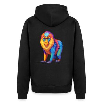 Mandrill Bunte Kawaii Cartoon Charakter Clipart - Unisex Premium Bio Zip Hoodie - Schwarz - Hinten - Nico (187cm)