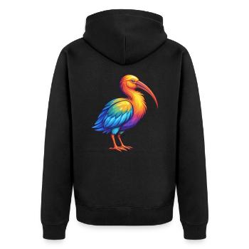 Ibis Bunte Kawaii Cartoon Figur Clipart - Unisex Premium Bio Zip Hoodie - Schwarz - Hinten - Nico (187cm)