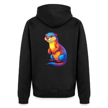 loutre coloré kawaii dessin animé personnage clipart - Veste à capuche bio Premium Unisexe - noir - Dos - Nico (187cm)