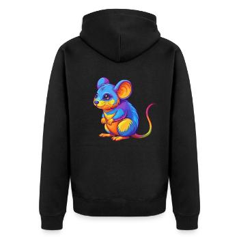 Maus Bunte Kawaii Cartoon Charakter Clipart - Unisex Premium Bio Zip Hoodie - Schwarz - Hinten - Nico (187cm)