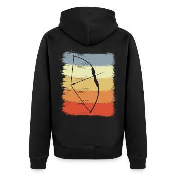 Vintage Bow and Arrow - Unisex Premium Organic Zip Hoodie - black - Back - Nico (187cm)