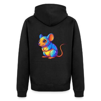 Maus Bunte Kawaii Cartoon Charakter Clipart - Unisex Premium Bio Zip Hoodie - Schwarz - Hinten - Nico (187cm)