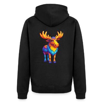 Moose Colorful Kawaii Cartoon Character Clipart - Unisex Premium Organic Zip Hoodie - black - Back - Nico (187cm)