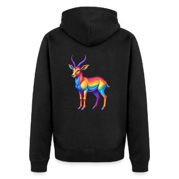 Impala Bunte Kawaii Cartoon Figur Clipart - Unisex Premium Bio Zip Hoodie - Schwarz - Hinten - Nico (187cm)