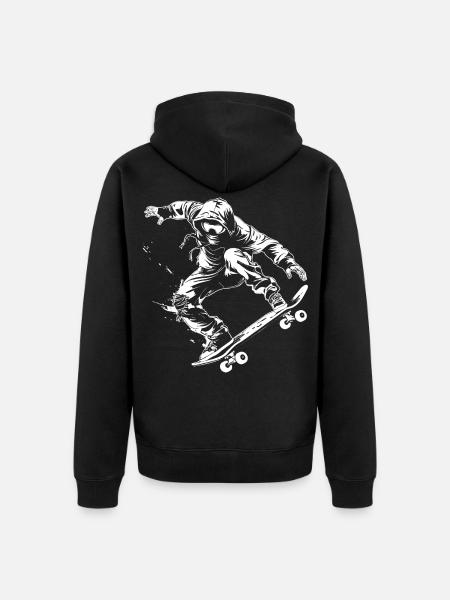 Skateboarder Cartoon Look - Unisex Premium Organic Zip Hoodie - black