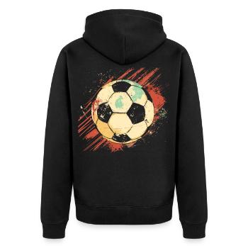 Fußball Grafik - Unisex Premium Bio Zip Hoodie - Schwarz - Hinten - Nico (187cm)