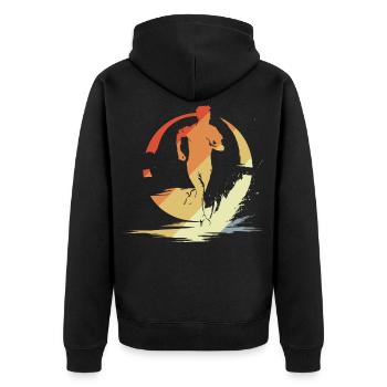 Marathon Runner Sketch Vintage - Unisex Premium Organic Zip Hoodie - black - Back - Nico (187cm)