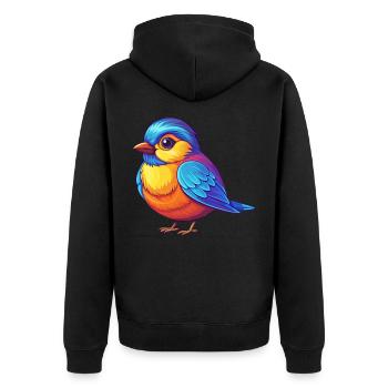 Chickadee Bunte Kawaii Cartoon Figur Vogel - Unisex Premium Bio Zip Hoodie - Schwarz - Hinten - Nico (187cm)