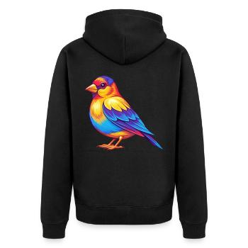 Stieglitz Bunte Kawaii Cartoon Figur Vogel - Unisex Premium Bio Zip Hoodie - Schwarz - Hinten - Nico (187cm)